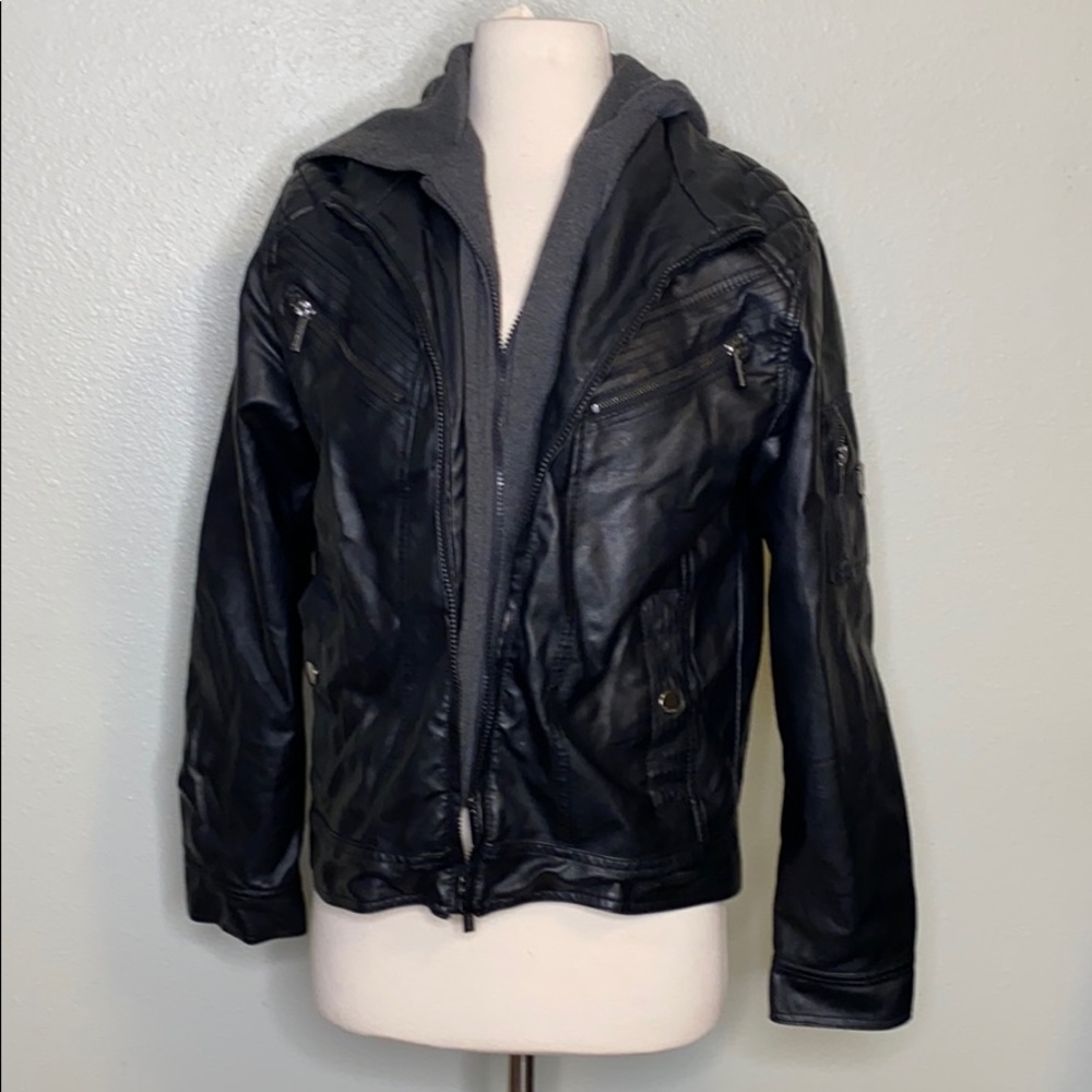 Women’s English Laundry Faux Leather Hoodie Sz L